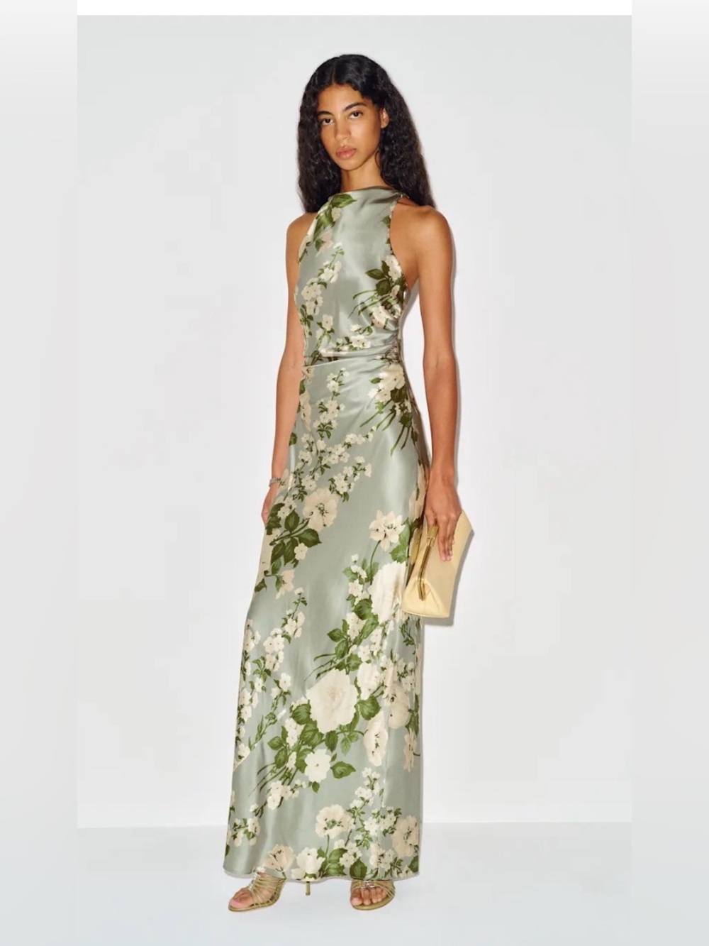Reformation Anaiis Sage Green Floral Maxi Dress